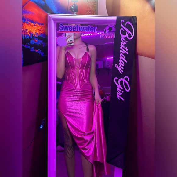 Hot pink prom dress and matching shoes! - Picture 5 of 5